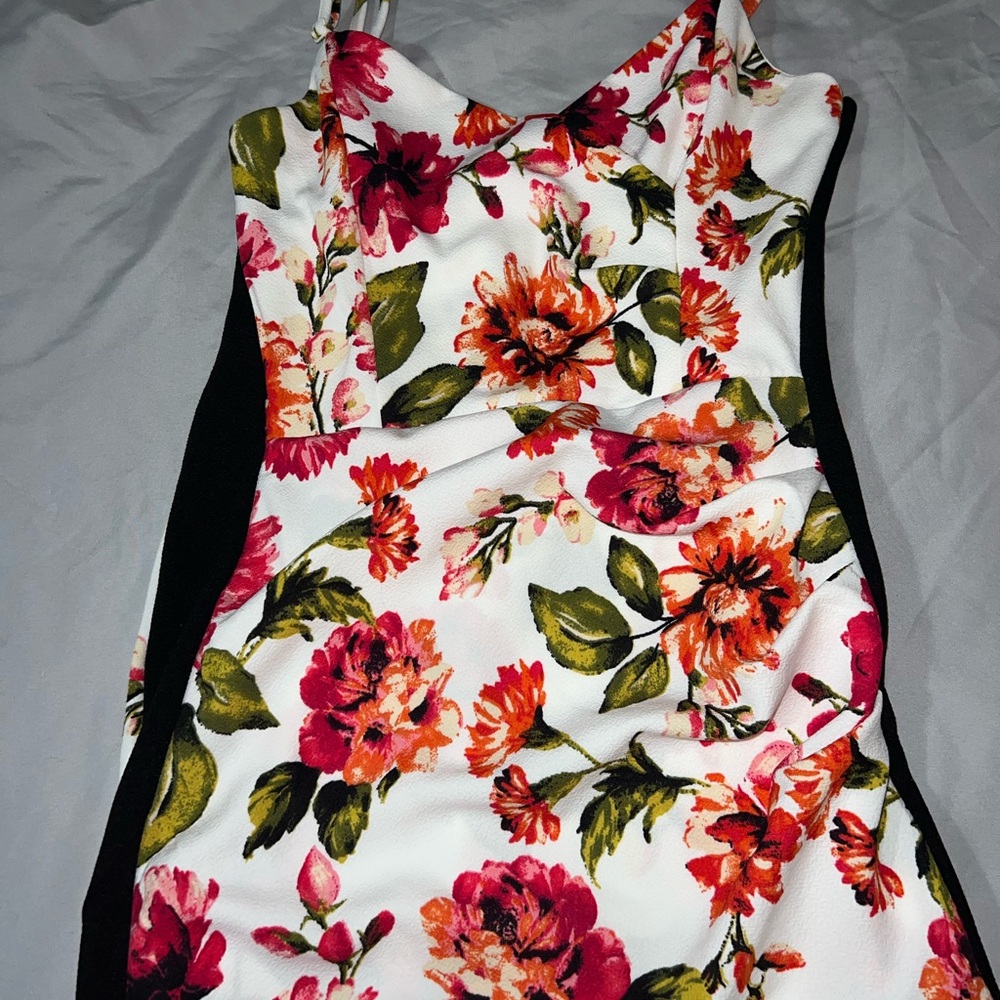 Almost Famous Floral Mini Dress - Red, Pink, Green